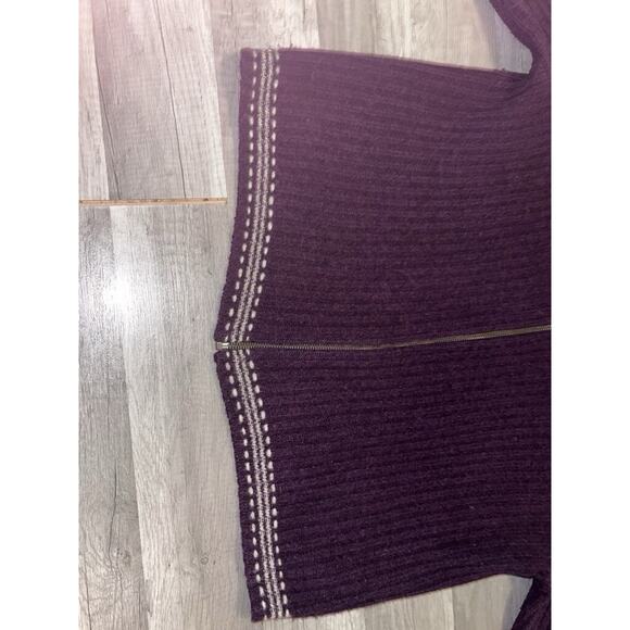 Vintage Field Gear Womens Shetland 100% Wool Zip Up Cardigan Sweater Sz L Purple - Picture 6 of 7